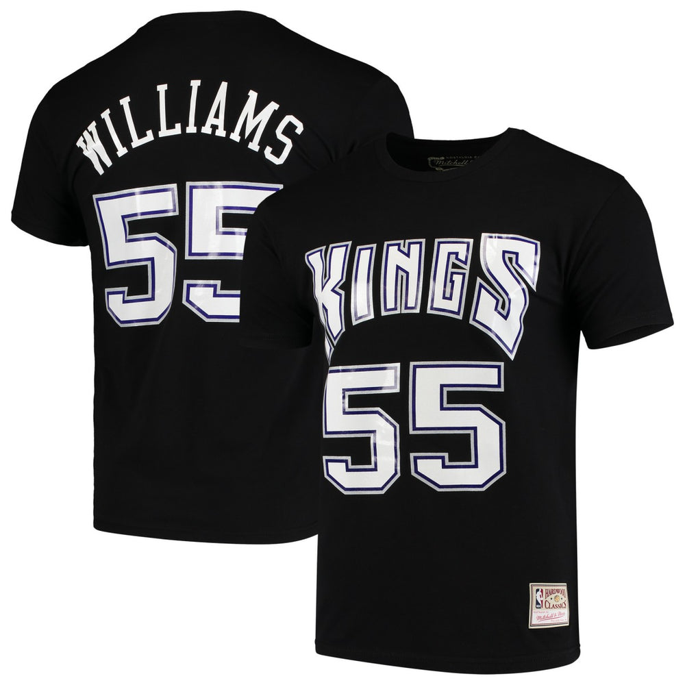 Jason Williams Sacramento Kings Hardwood Classics Team Name & Number T-Shirt Black - Mitchell & Ness