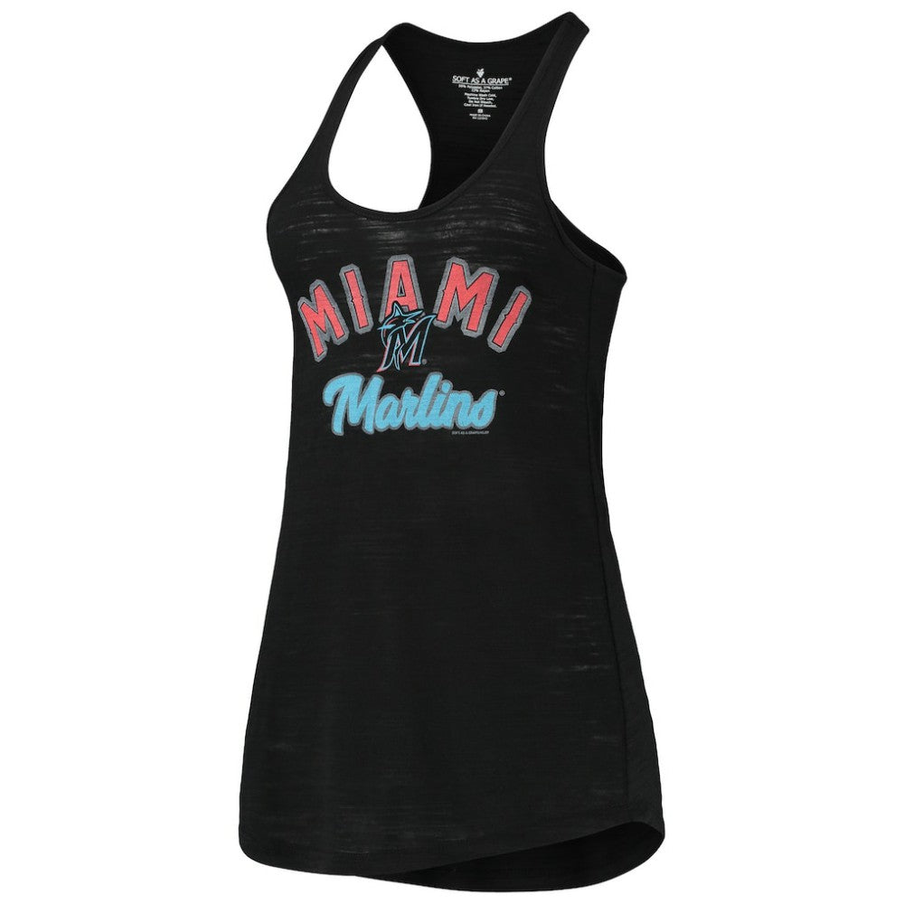 Miami Marlins Soft as a Grape Women's Multi-Count Tri-Blend Tank Top - Black Tanks