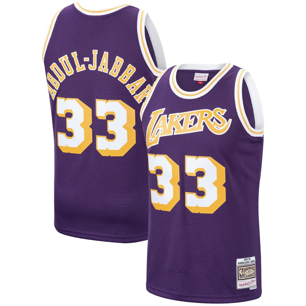 Kareem Abdul-Jabbar Los Angeles Lakers Hardwood Classics Swingman Jersey Purple - Mitchell & Ness