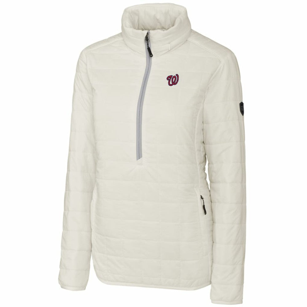Washington Nationals Cutter & Buck Women's Rainier Half-Zip Popover Jacket - White Jackets