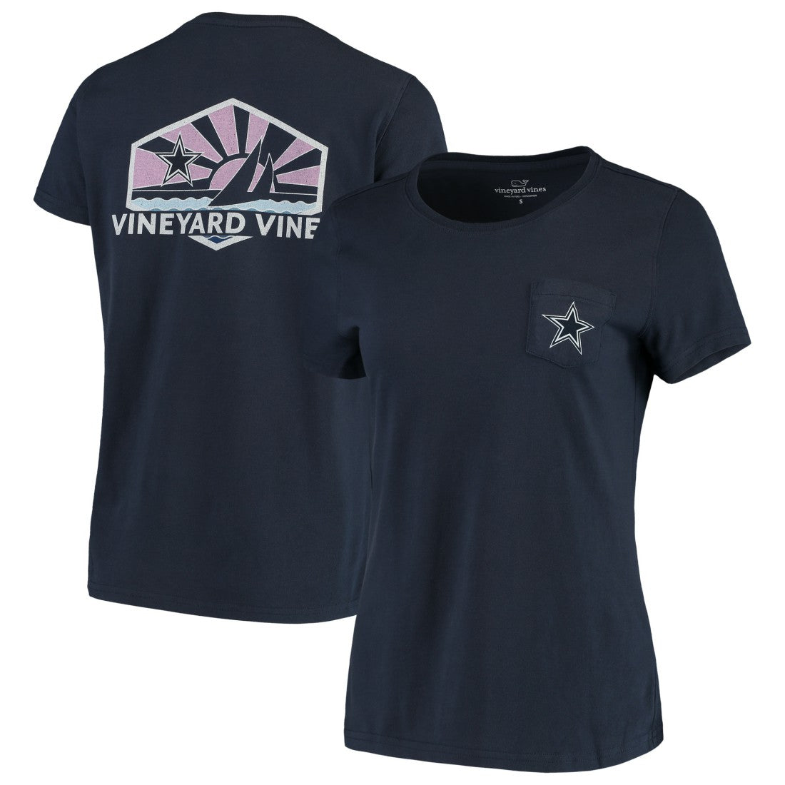 Dallas Cowboys Vineyard Vines Women's Sunset Sail T-Shirt - Navy T-shirts