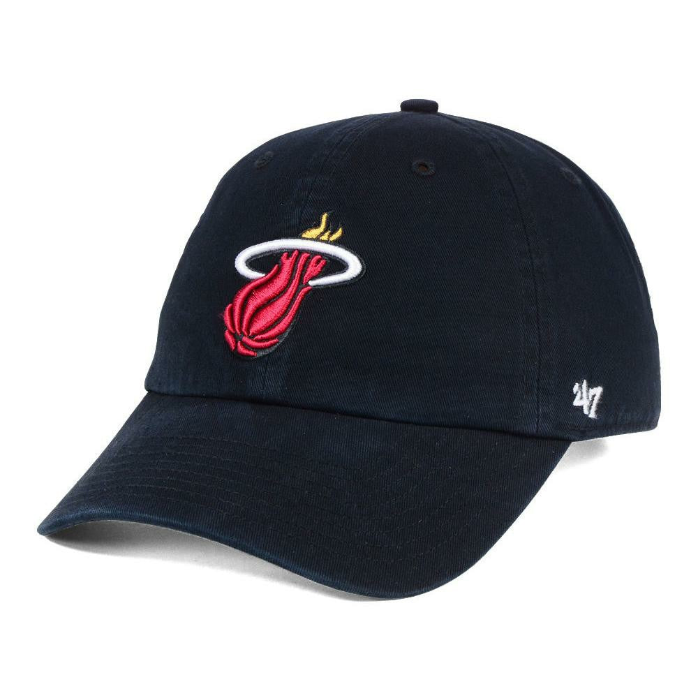 Miami Heat '47 Core Logo Clean Up Adjustable Hat Black - 47 brand