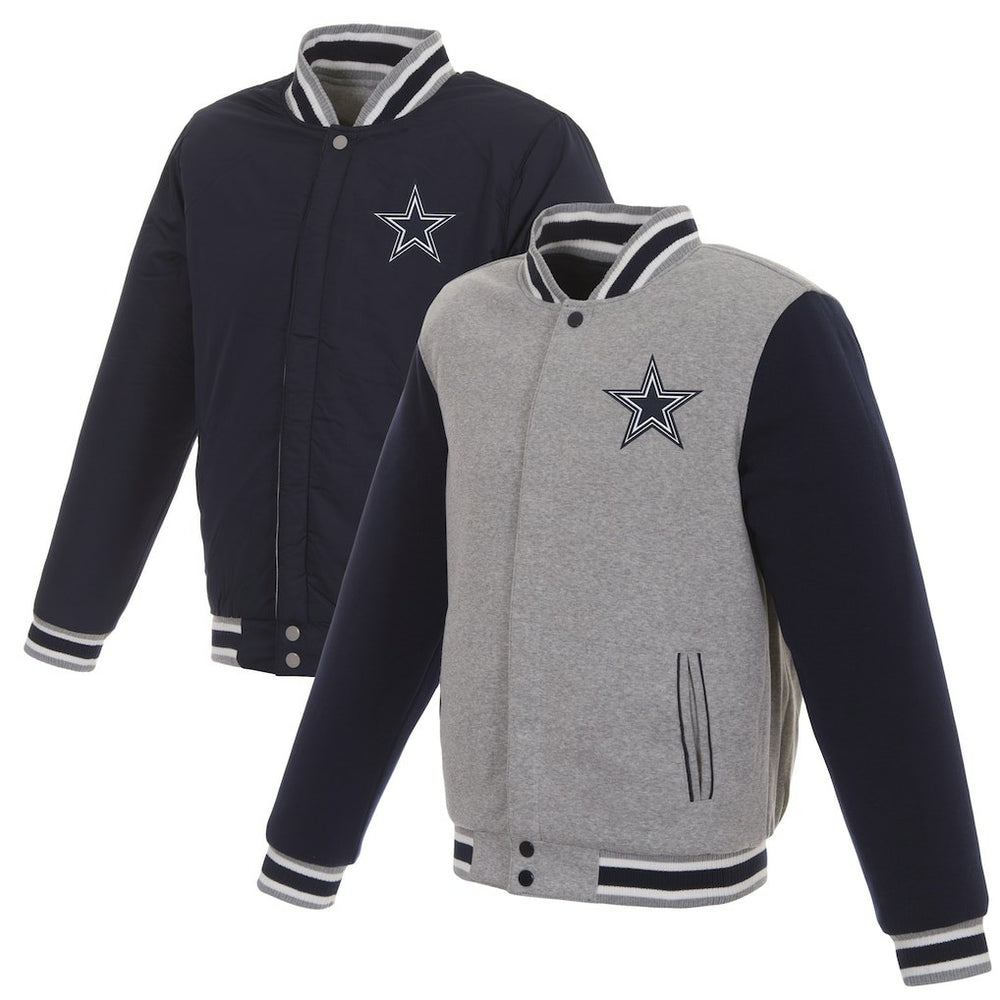 Dallas Cowboys JH Design Reversible Two Tone Fleece Jacket - Gray/Navy Jackets