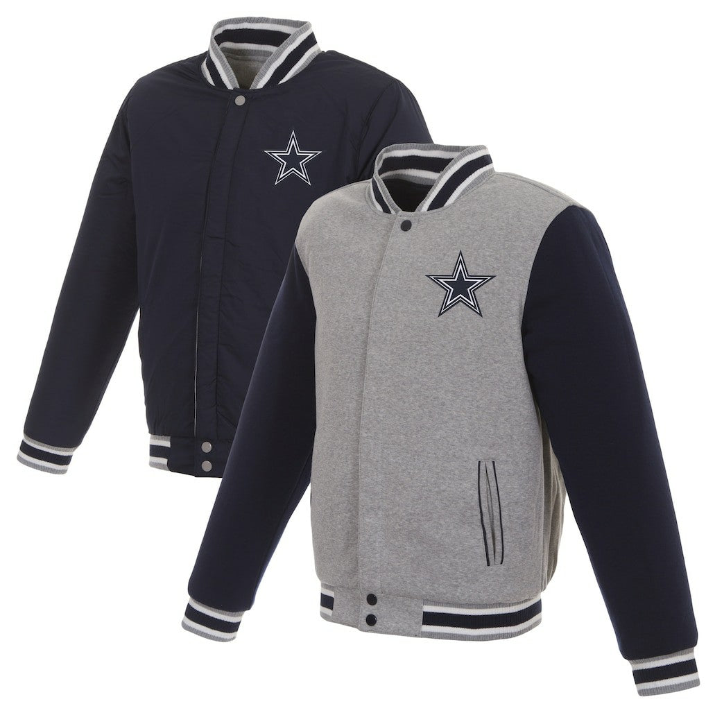 Dallas Cowboys JH Design Reversible Two Tone Fleece Jacket - Gray/Navy Jackets