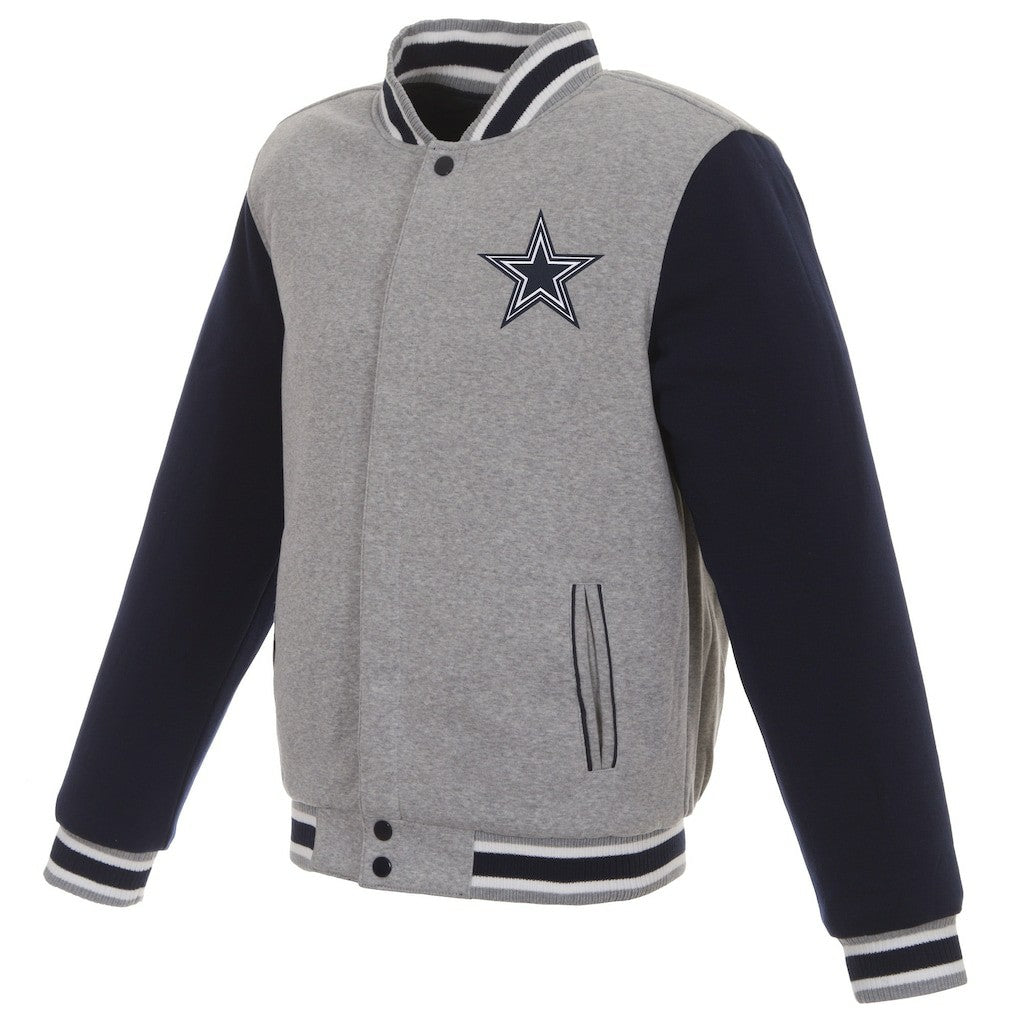 Dallas Cowboys JH Design Reversible Two Tone Fleece Jacket - Gray/Navy Jackets