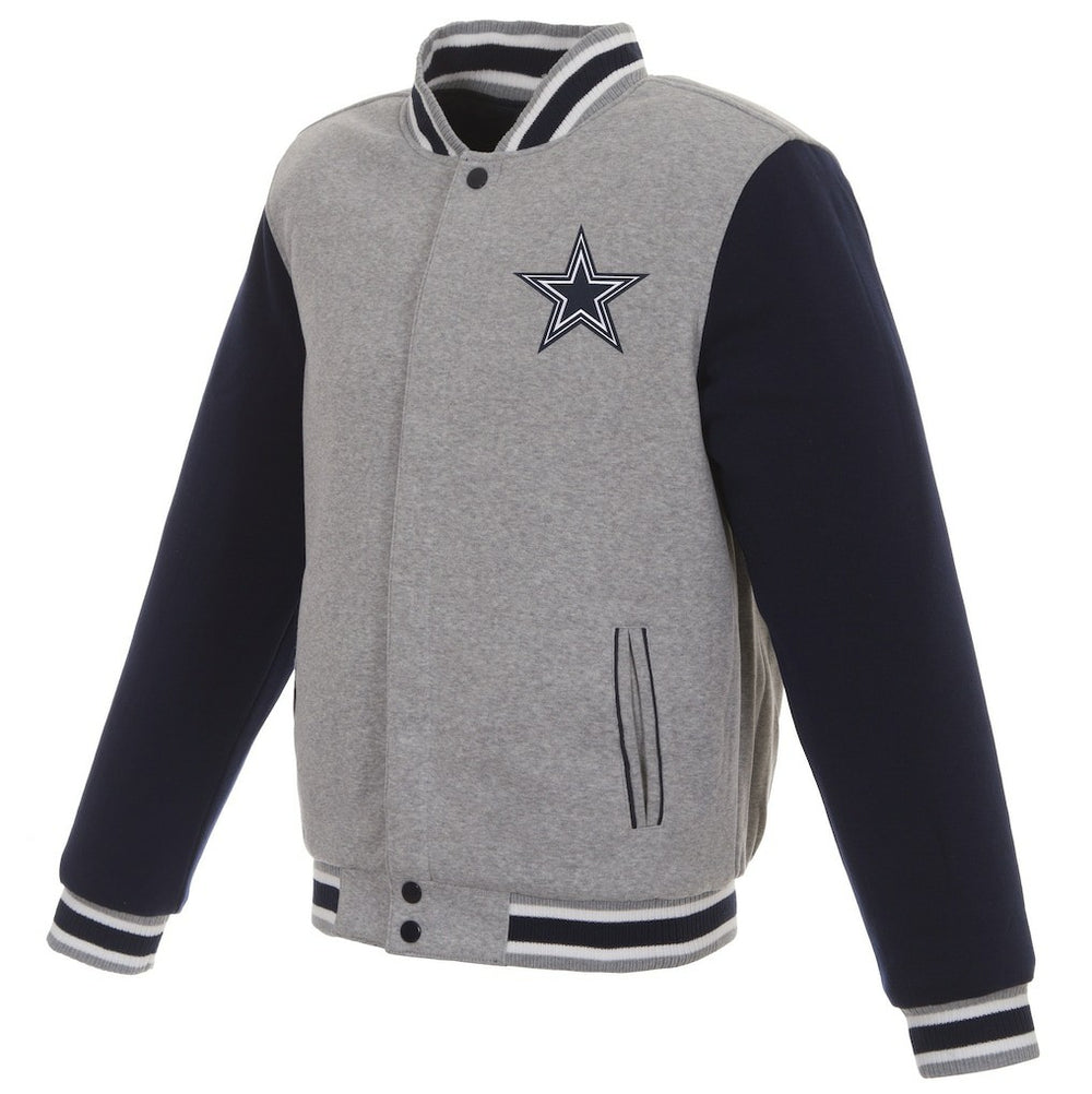 Dallas Cowboys JH Design Reversible Two Tone Fleece Jacket - Gray/Navy Jackets