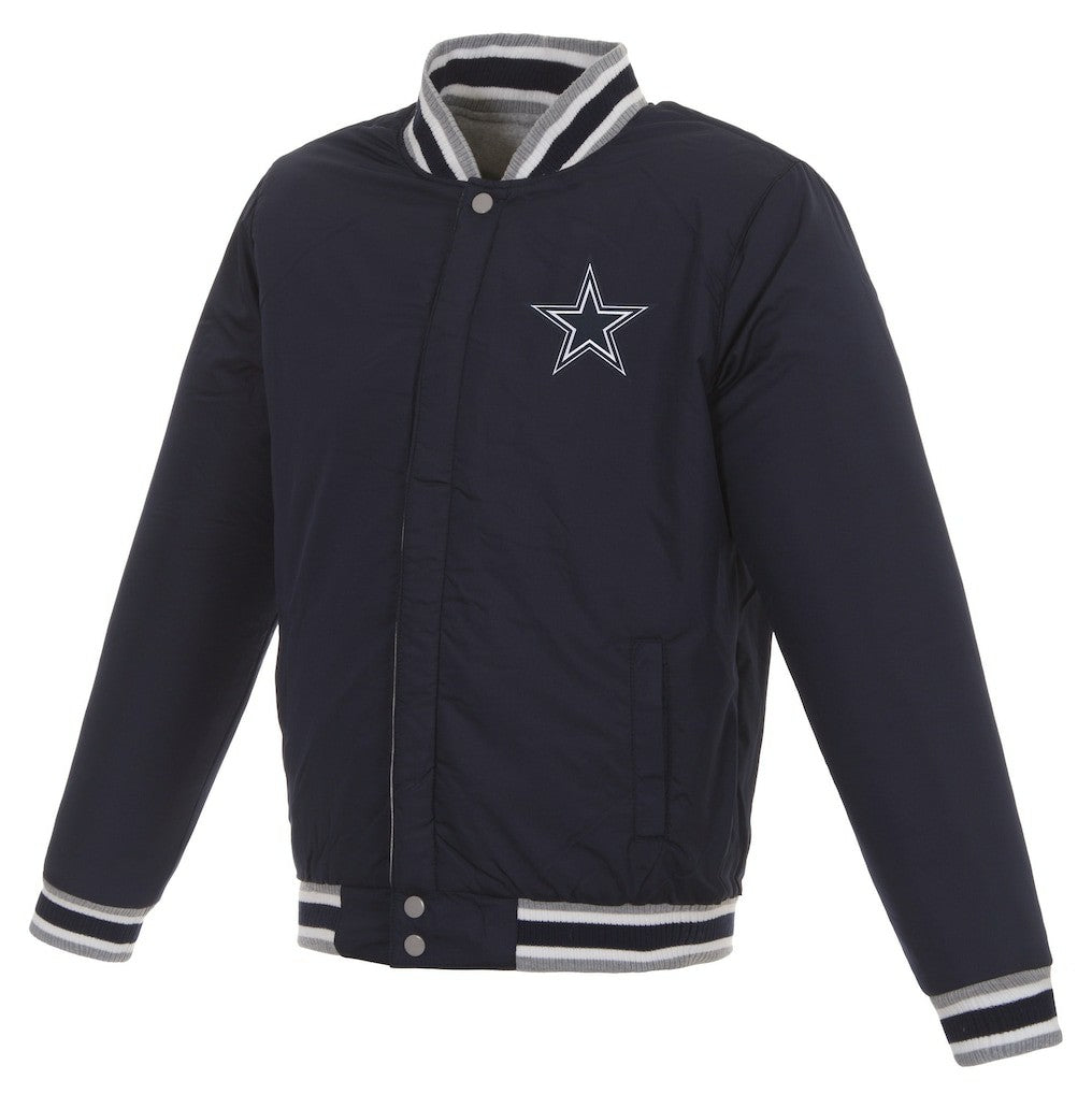Dallas Cowboys JH Design Reversible Two Tone Fleece Jacket - Gray/Navy Jackets