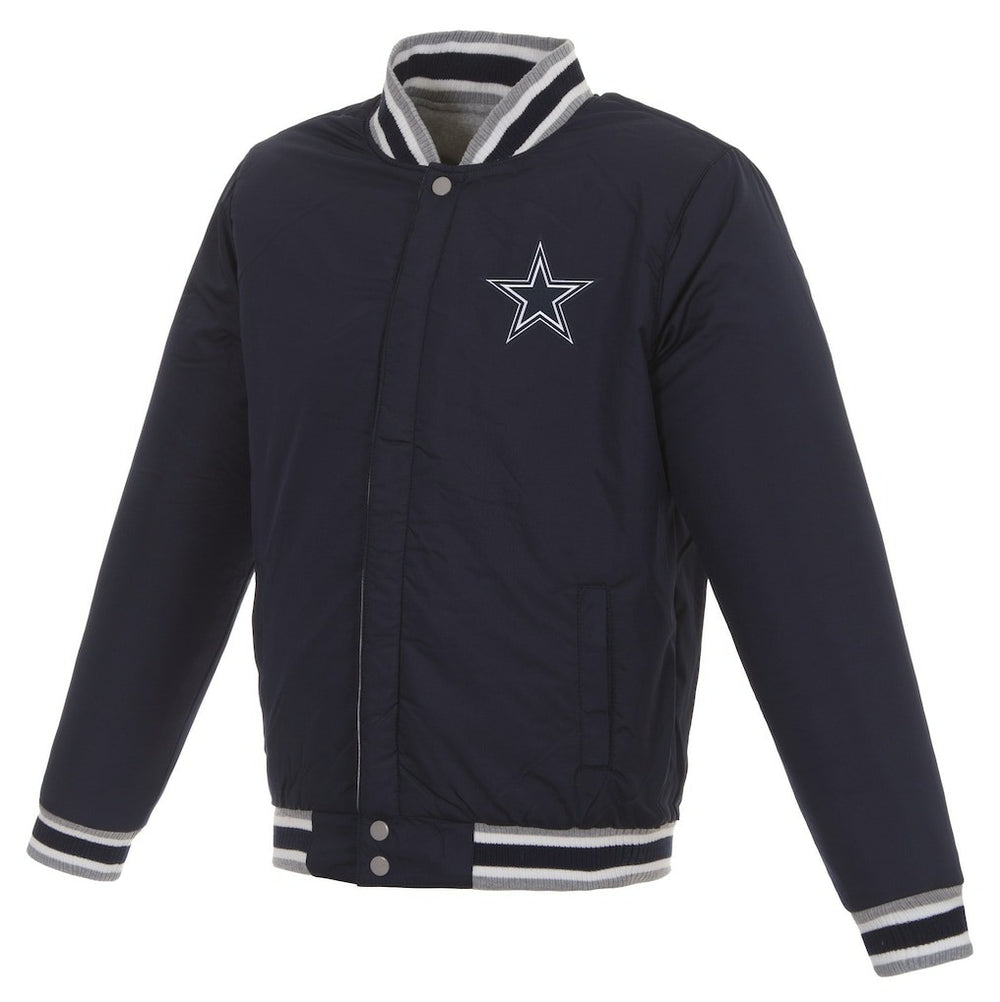 Dallas Cowboys JH Design Reversible Two Tone Fleece Jacket - Gray/Navy Jackets