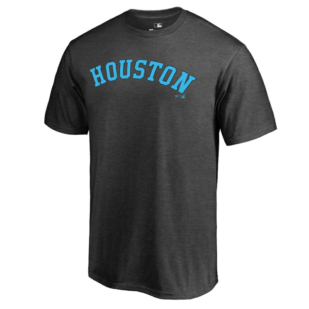 Houston Astros Blue Wordmark T-Shirt - Heathered Charcoal T-shirts