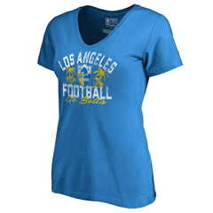 Los Angeles Chargers Women's Hometown Collection LA Football V-Neck T-Shirt - Powder Blue T-shirts