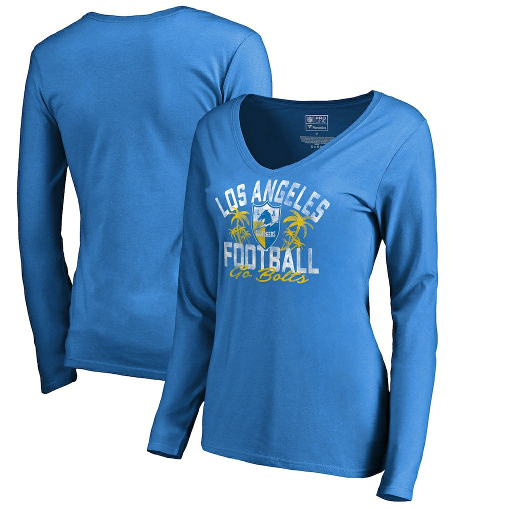 Los Angeles Chargers Women's Hometown Collection LA Football Long Sleeve T-Shirt - Powder Blue T-shirts