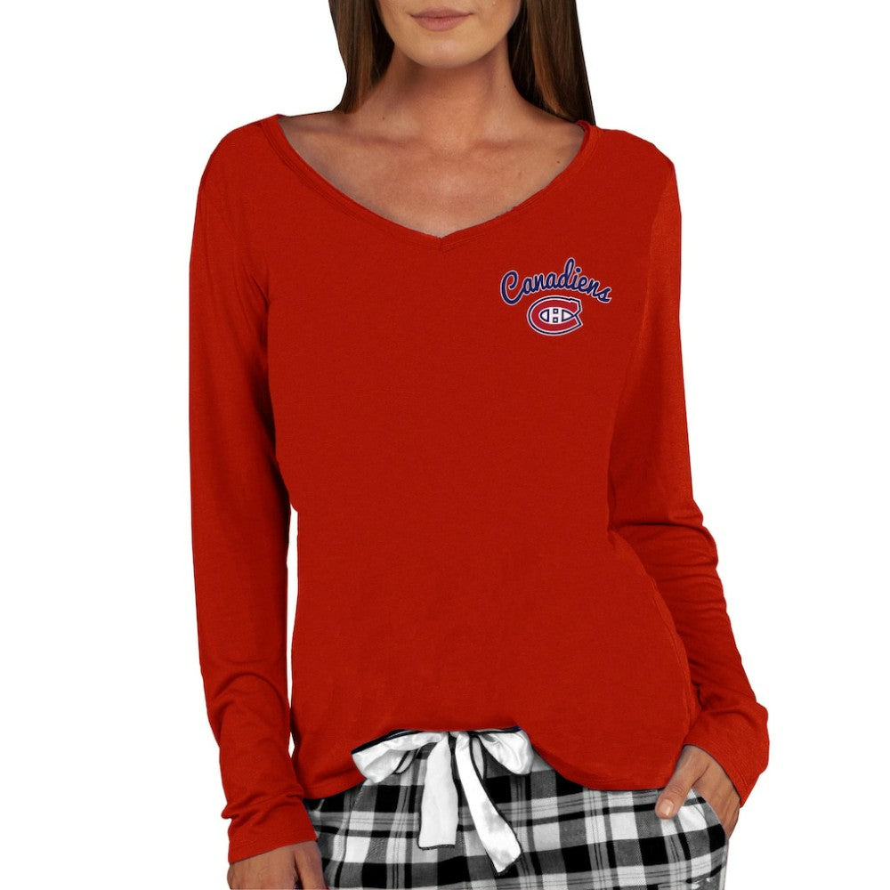 Montreal Canadiens Concepts Sport Women's Marathon Knit Long Sleeve V-Neck Top - Red | US 3540559