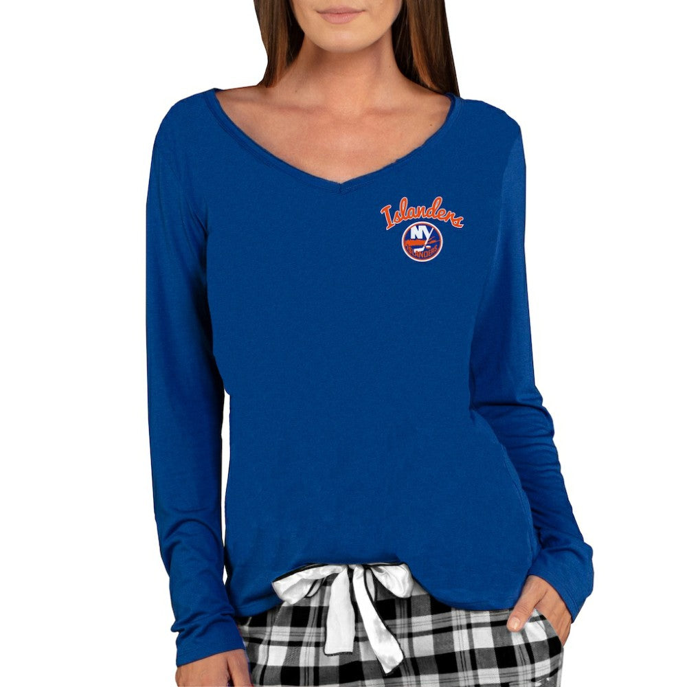 New York Islanders Concepts Sport Women's Marathon Knit Long Sleeve V-Neck Top - Royal | US 3540560