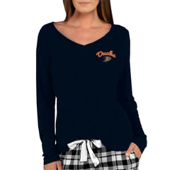 Anaheim Ducks Concepts Sport Women's Marathon Knit Long Sleeve V-Neck Top - Black | US 3540572