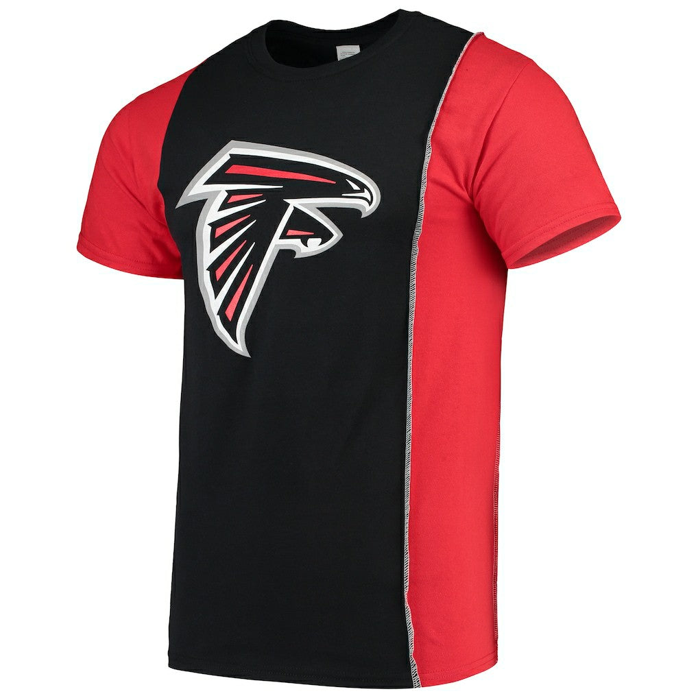 Atlanta Falcons Refried Apparel Sustainable Upcycled Split T-Shirt - Black/Red T-shirts