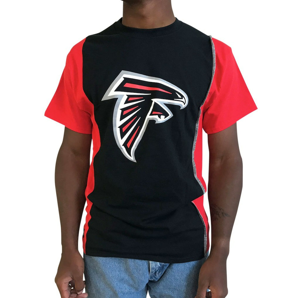 Atlanta Falcons Refried Apparel Sustainable Upcycled Split T-Shirt - Black/Red T-shirts
