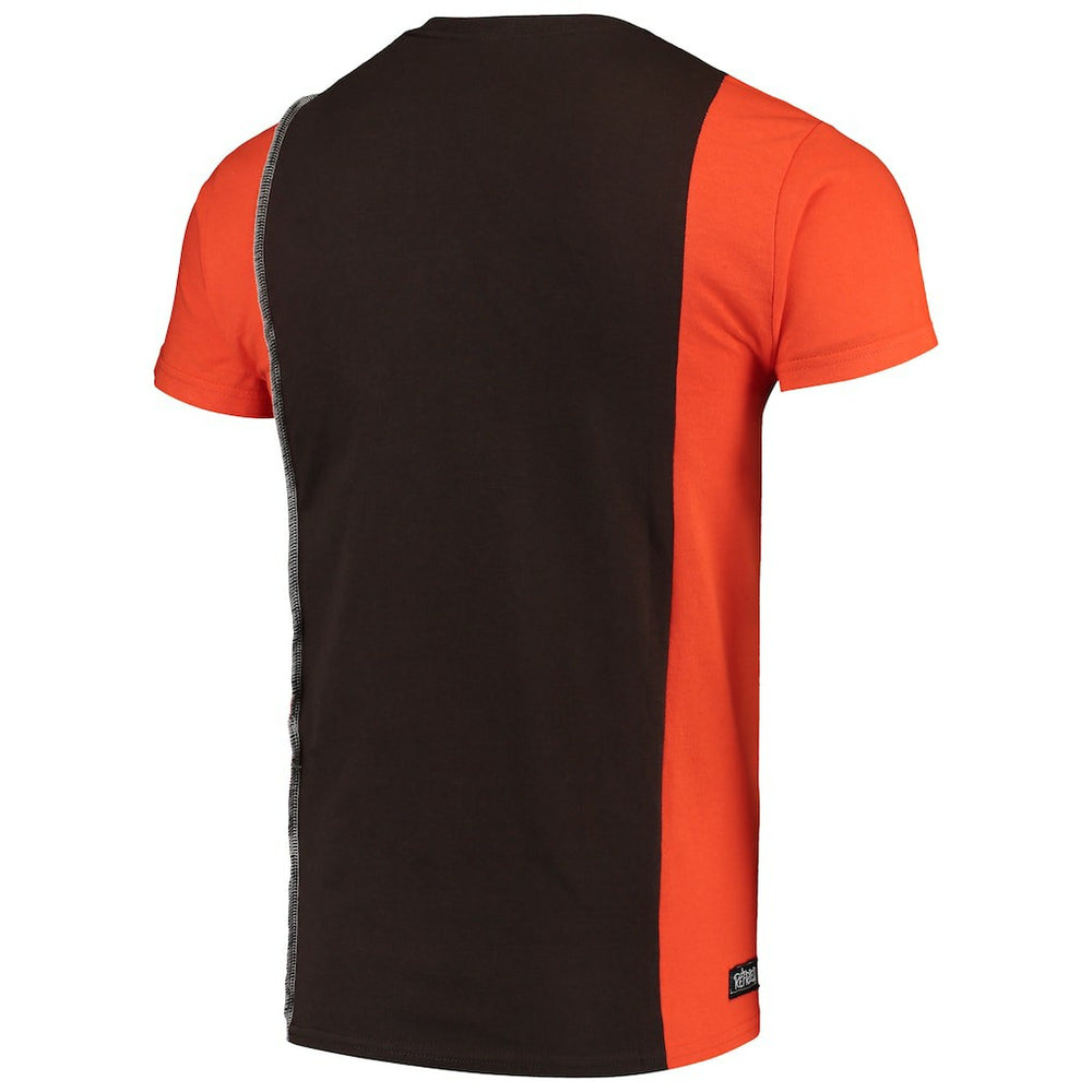 Cleveland Browns Refried Apparel Sustainable Upcycled Split T-Shirt - Brown/Orange T-shirts