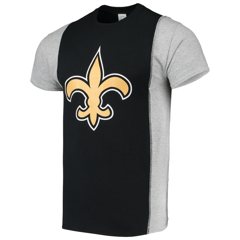 New Orleans Saints Refried Apparel Sustainable Upcycled Split T-Shirt - Black/Gray T-shirts