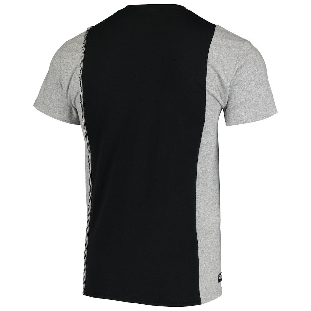 Las Vegas Raiders Refried Apparel Sustainable Upcycled Split T-Shirt - Black/Silver T-shirts