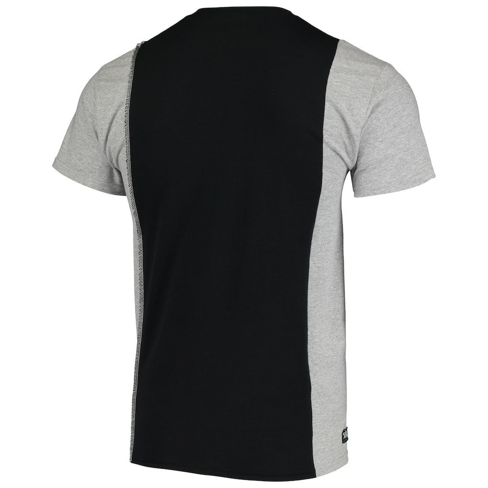 Las Vegas Raiders Refried Apparel Sustainable Upcycled Split T-Shirt - Black/Silver T-shirts