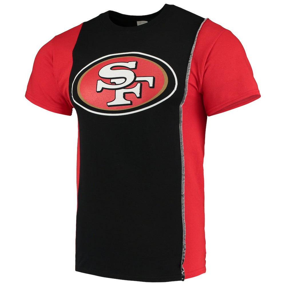 San Francisco 49ers Refried Apparel Sustainable Upcycled Split T-Shirt - Black/Scarlet T-shirts