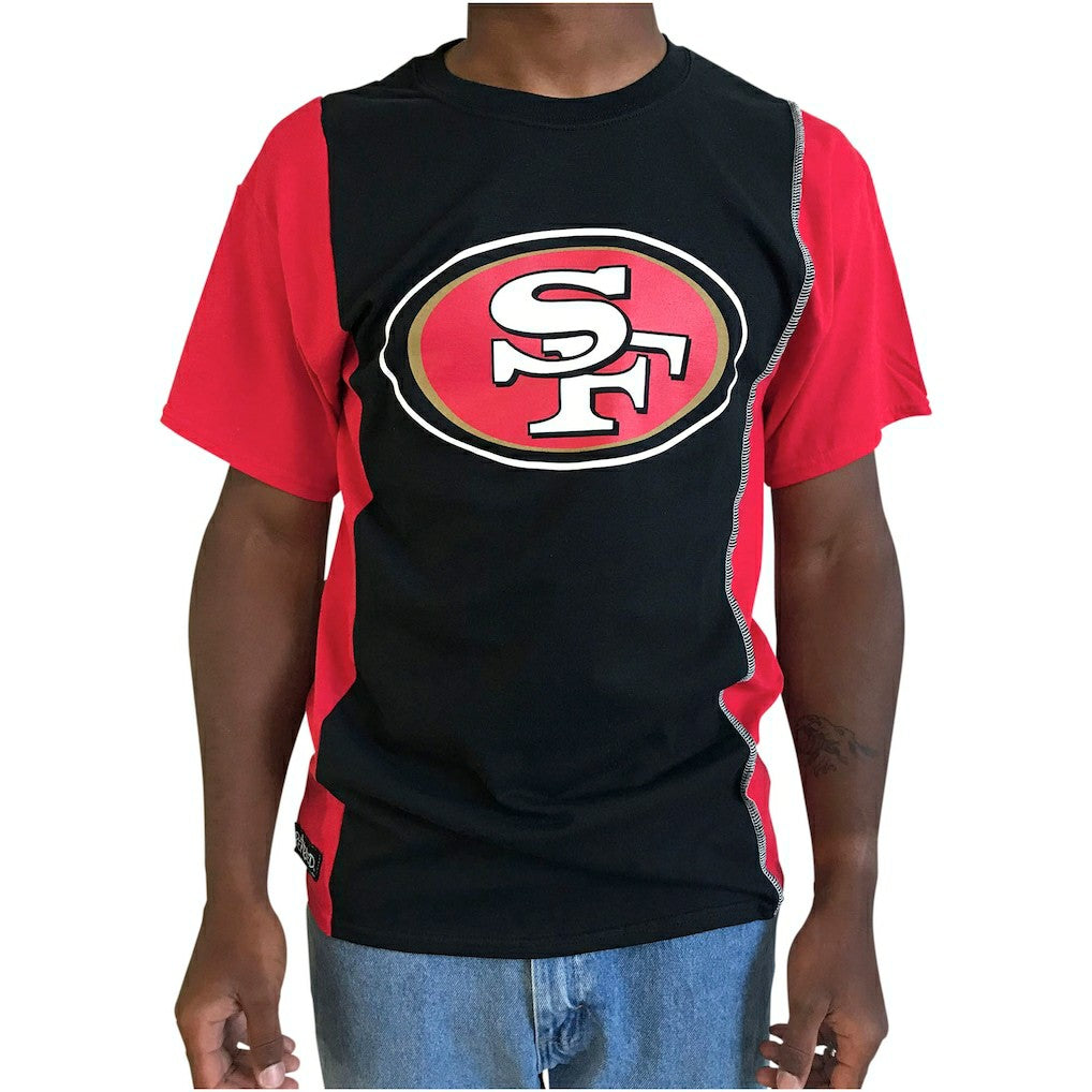 San Francisco 49ers Refried Apparel Sustainable Upcycled Split T-Shirt - Black/Scarlet T-shirts