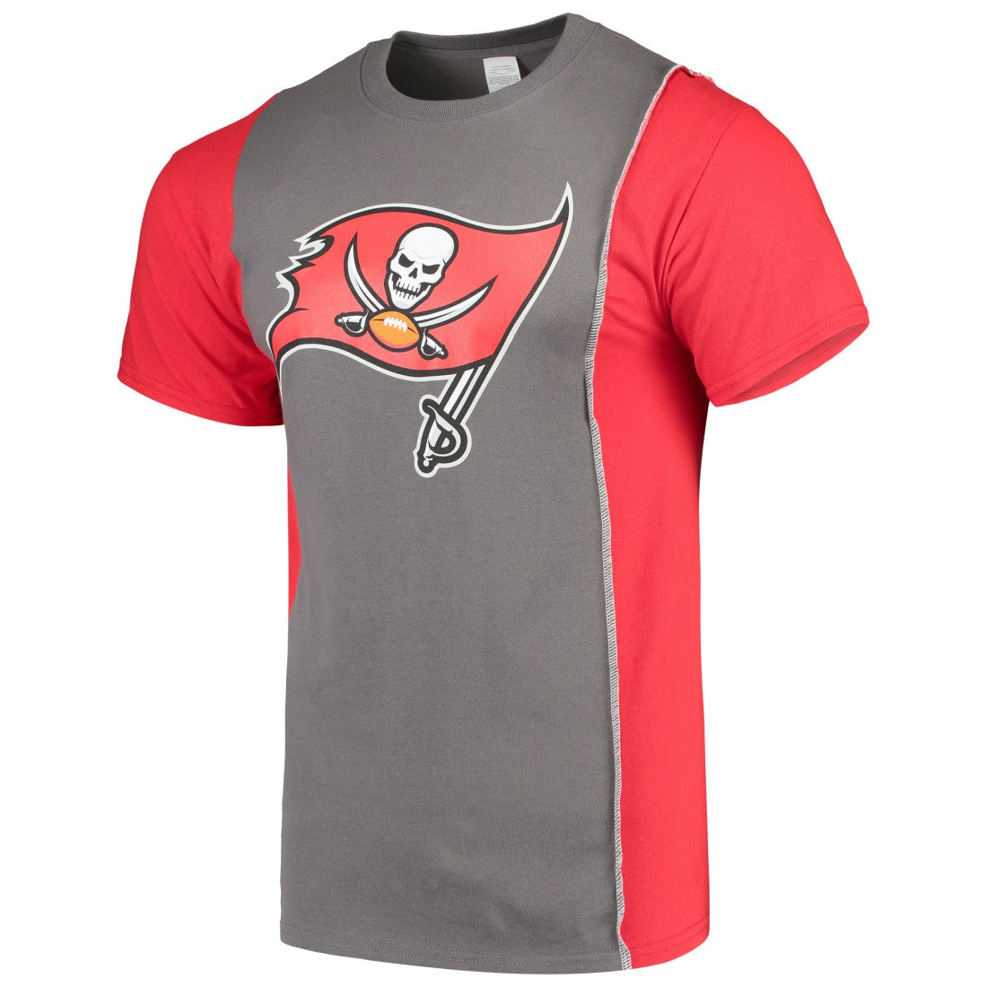 Tampa Bay Buccaneers Refried Apparel Sustainable Upcycled Split T-Shirt - Pewter/Red T-shirts