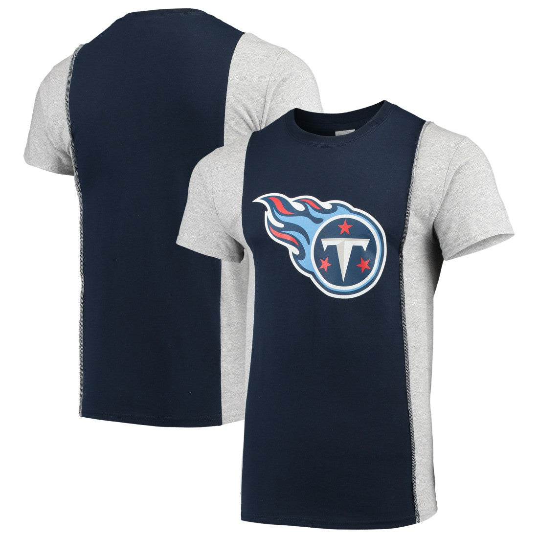 Tennessee Titans Refried Apparel Sustainable Upcycled Split T-Shirt - Navy/Gray T-shirts