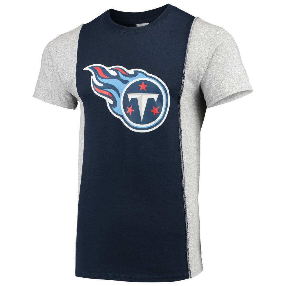 Tennessee Titans Refried Apparel Sustainable Upcycled Split T-Shirt - Navy/Gray T-shirts
