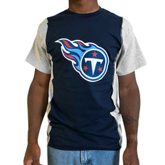 Tennessee Titans Refried Apparel Sustainable Upcycled Split T-Shirt - Navy/Gray T-shirts