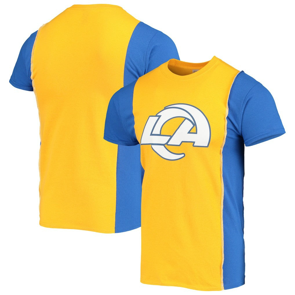 Los Angeles Rams Refried Apparel Sustainable Upcycled Split T-Shirt - Gold/Royal T-shirts
