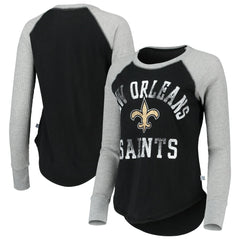 New Orleans Saints Touch Women's Waffle Raglan Lightweight Long Sleeve T-Shirt - Black T-shirts