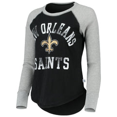 New Orleans Saints Touch Women's Waffle Raglan Lightweight Long Sleeve T-Shirt - Black T-shirts