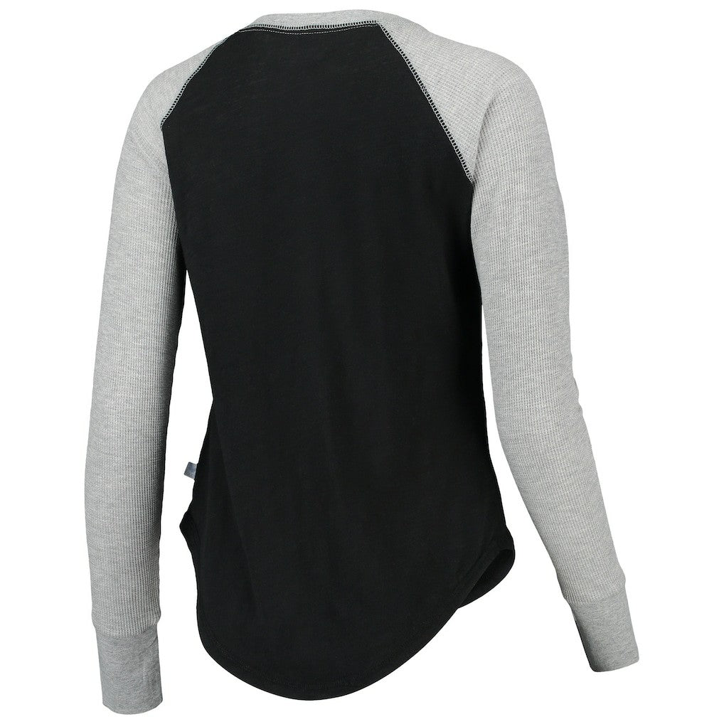 New Orleans Saints Touch Women's Waffle Raglan Lightweight Long Sleeve T-Shirt - Black T-shirts