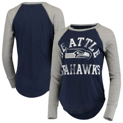 Seattle Seahawks Touch Women's Waffle Raglan Lightweight Long Sleeve T-Shirt - College Navy T-shirts