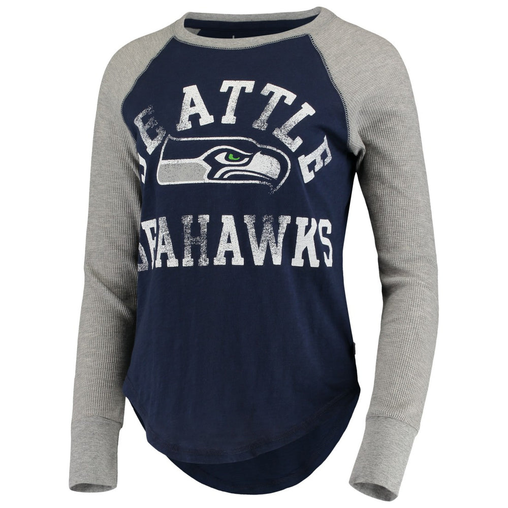 Seattle Seahawks Touch Women's Waffle Raglan Lightweight Long Sleeve T-Shirt - College Navy T-shirts