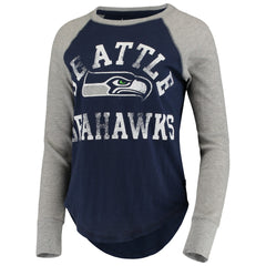 Seattle Seahawks Touch Women's Waffle Raglan Lightweight Long Sleeve T-Shirt - College Navy T-shirts