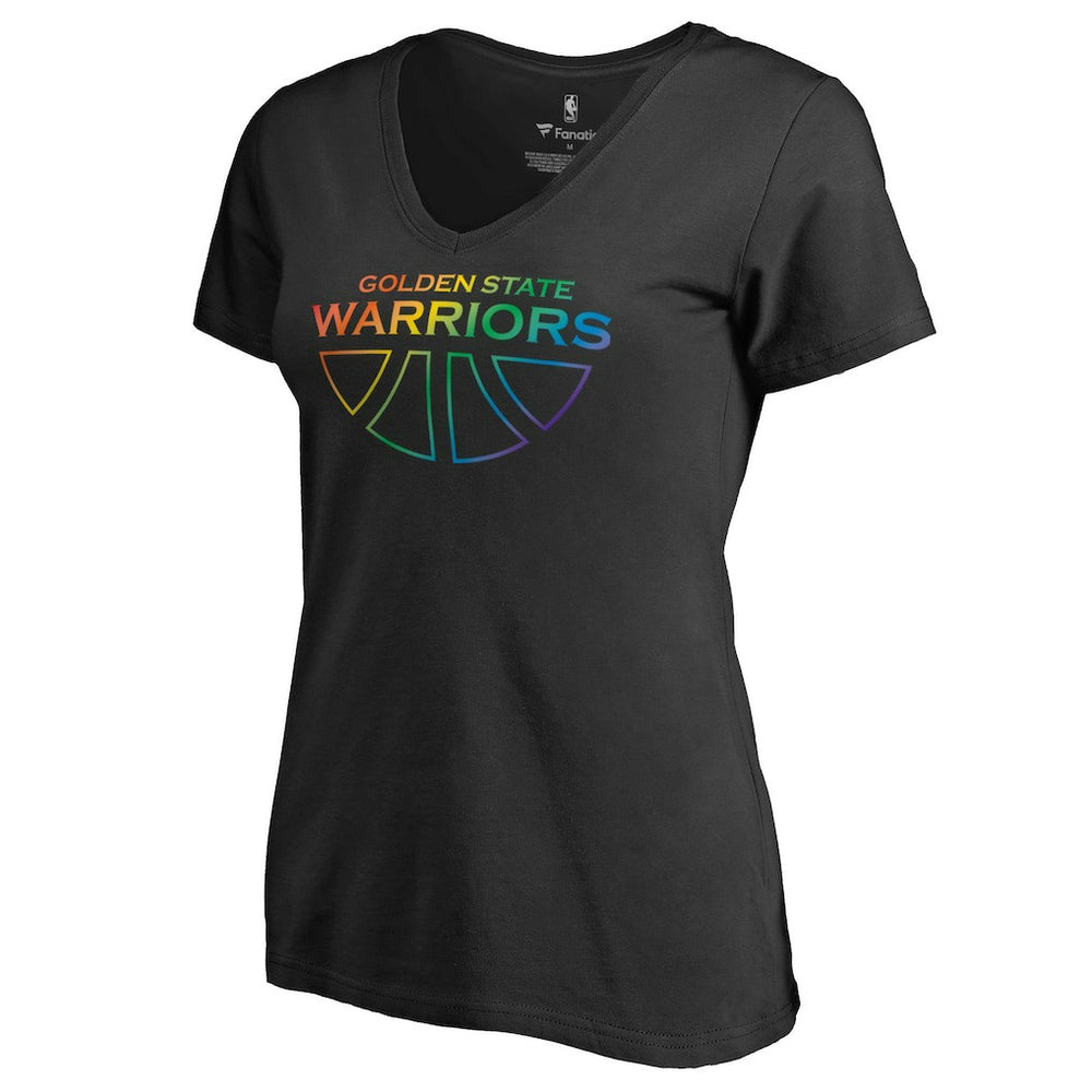 Golden State Warriors Women's Team Pride Wordmark V-Neck T-Shirt Black