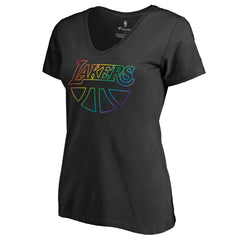 Los Angeles Lakers Women's Team Pride Wordmark V-Neck T-Shirt Black