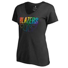 Portland Trail Blazers Women's Team Pride Wordmark V-Neck T-Shirt Black