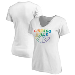 Chicago Bulls Women's Team Pride Wordmark V-Neck T-Shirt White outlet