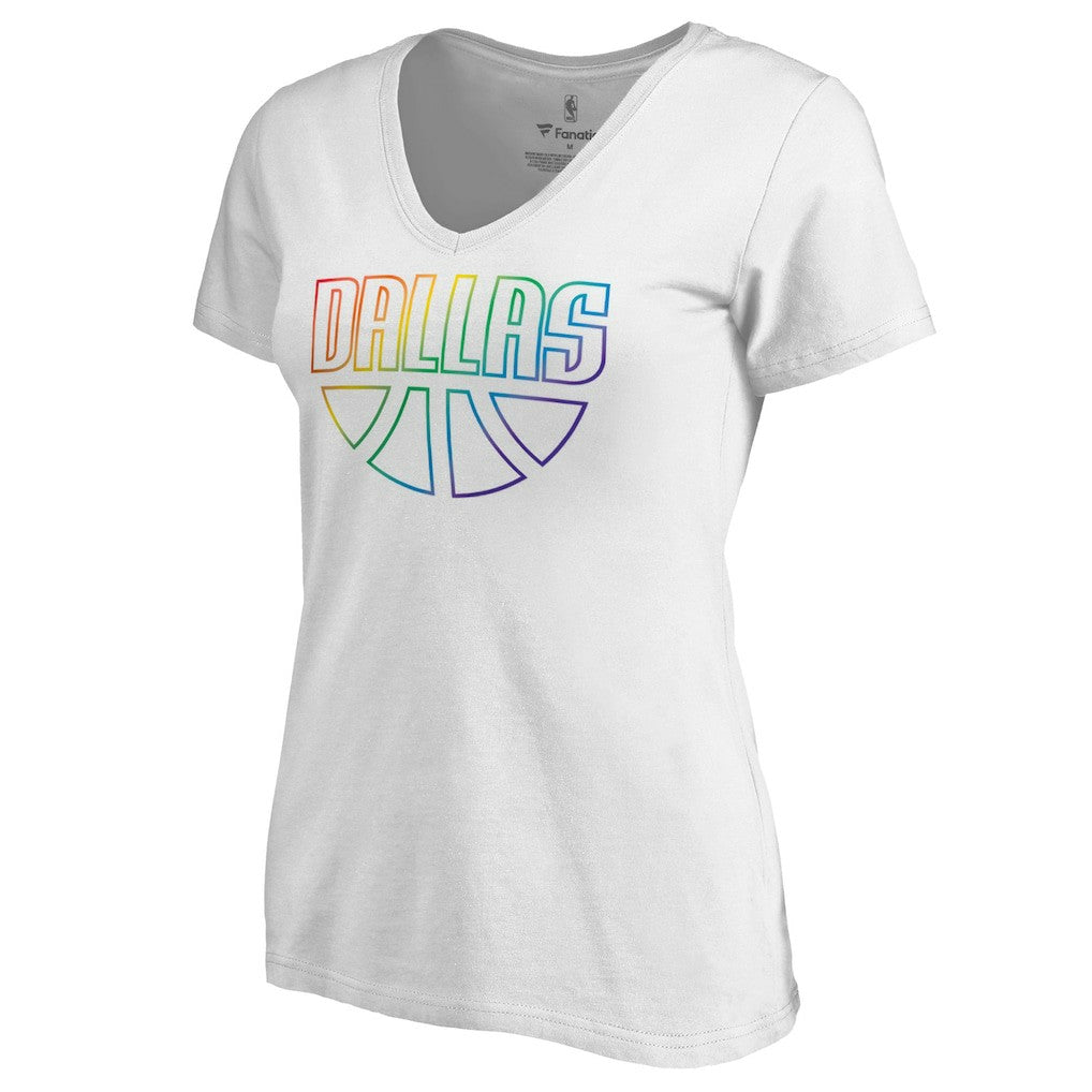 Dallas Mavericks Women's Team Pride Wordmark V-Neck T-Shirt White outlet