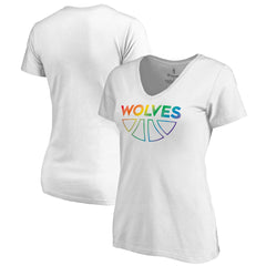 Minnesota Timberwolves Women's Team Pride Wordmark V-Neck T-Shirt White outlet