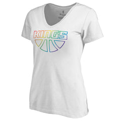 Sacramento Kings Women's Team Pride Wordmark V-Neck T-Shirt White