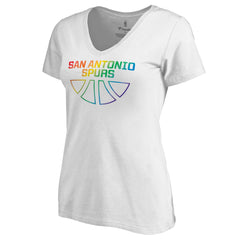 San Antonio Spurs Women's Team Pride Wordmark V-Neck T-Shirt White outlet