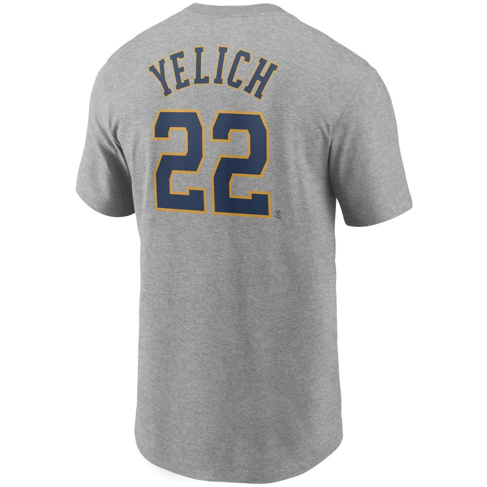Christian Yelich Milwaukee Brewers Nike Name & Number T-Shirt - Gray T-shirts