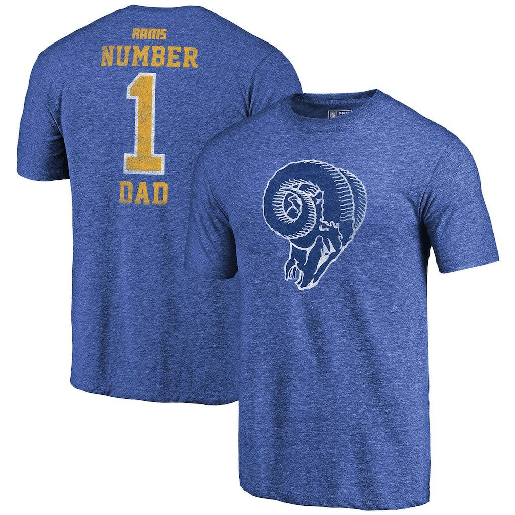 Los Angeles Rams Greatest Dad Retro Tri-Blend T-Shirt - Heathered Royal T-shirts