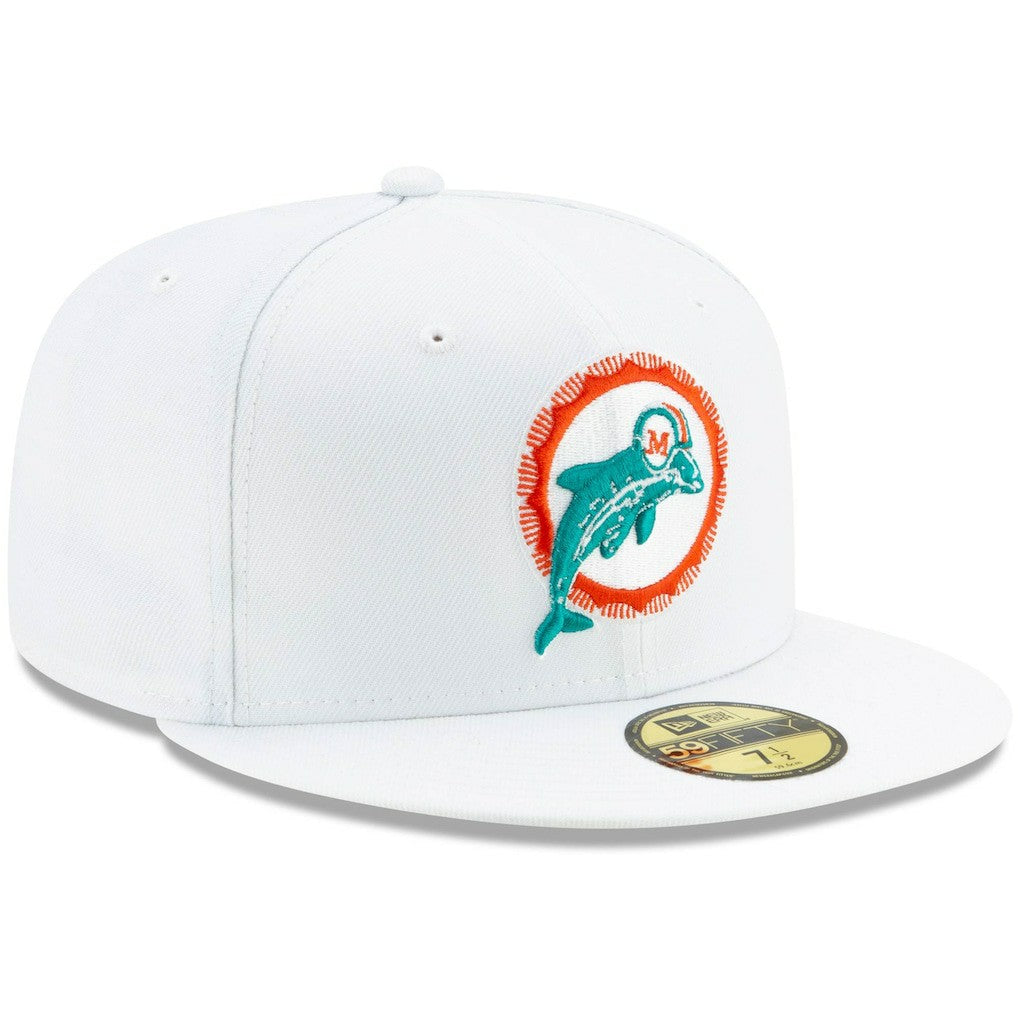 Miami Dolphins New Era Historic Omaha 59FIFTY Fitted Hat - White Hats