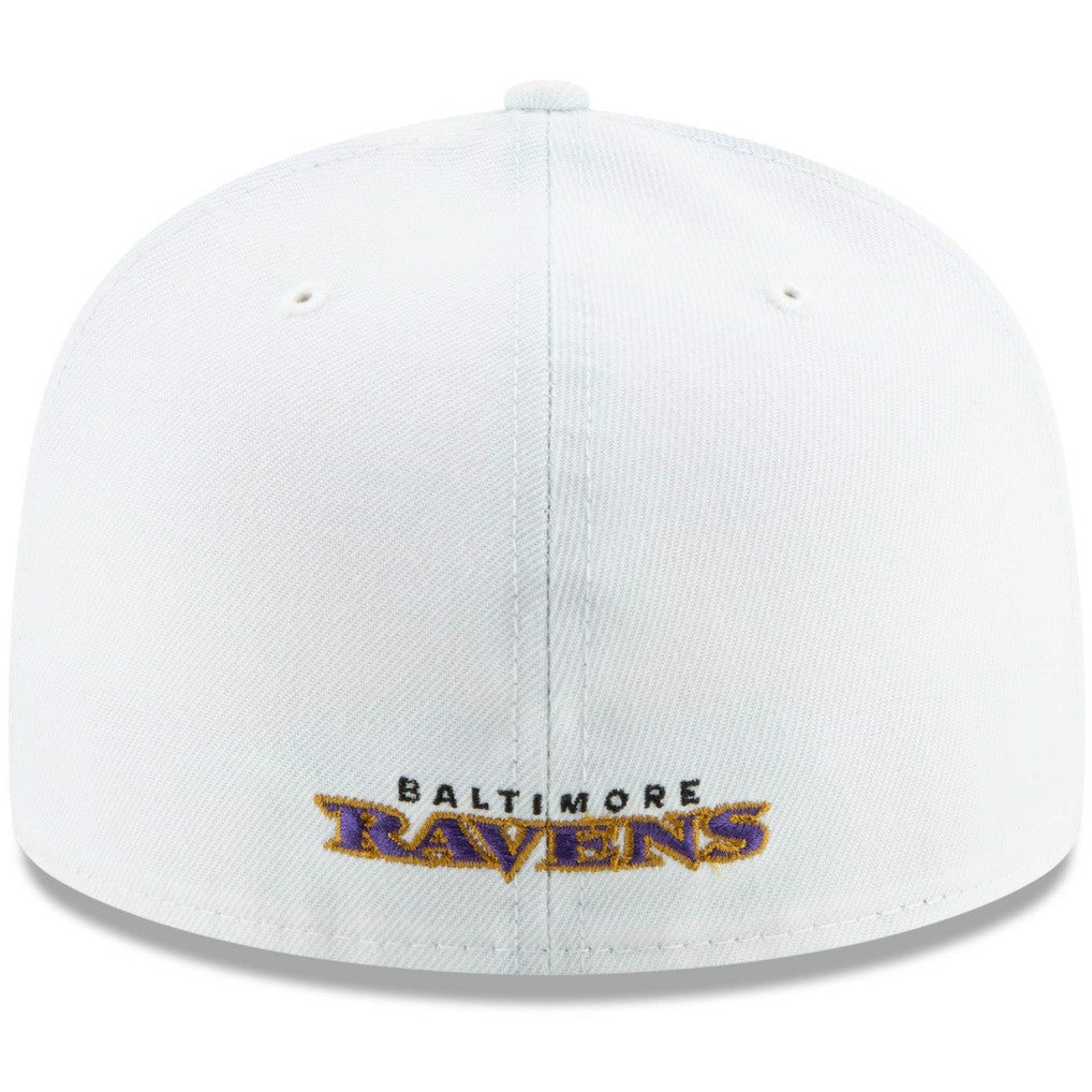 Baltimore Ravens New Era Shield Omaha 59FIFTY Fitted Hat - White Hats