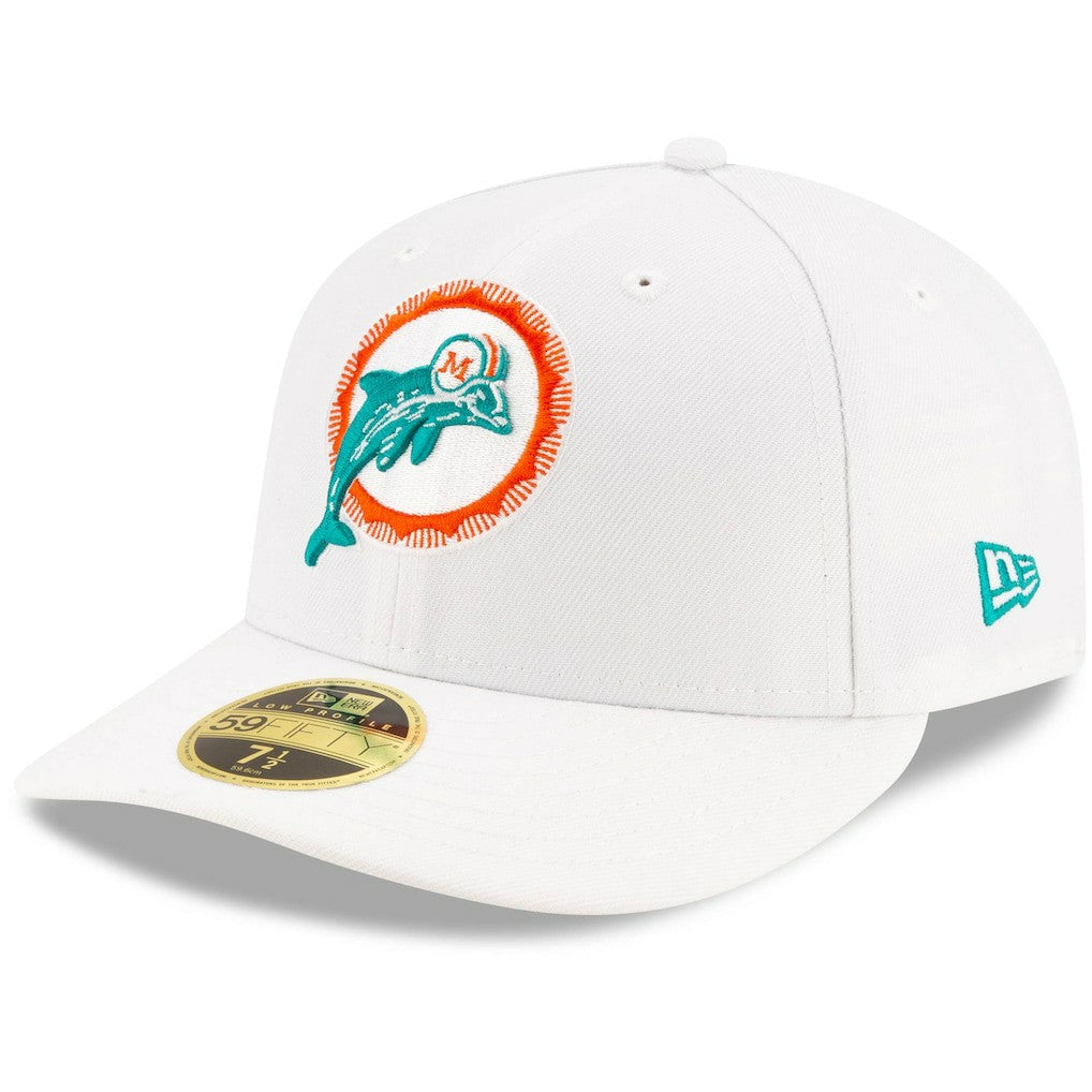 Miami Dolphins New Era Omaha Low Profile 59FIFTY Fitted Hat - White Hats